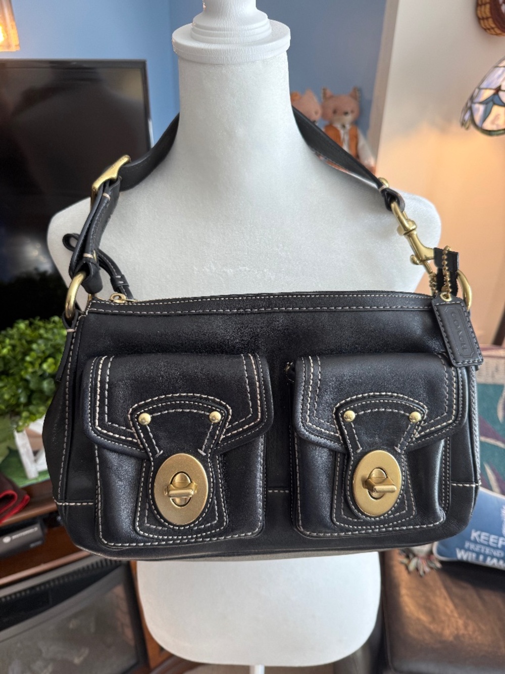 Coach 65th Anniversary Legacy Turnlock Satchel in Black & Hot Pink F12868